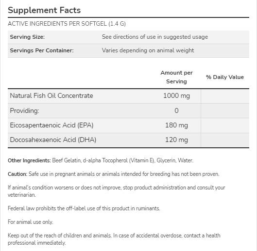 Support oméga-3 | Pour les chiens et les chats - 180 capsules de gel