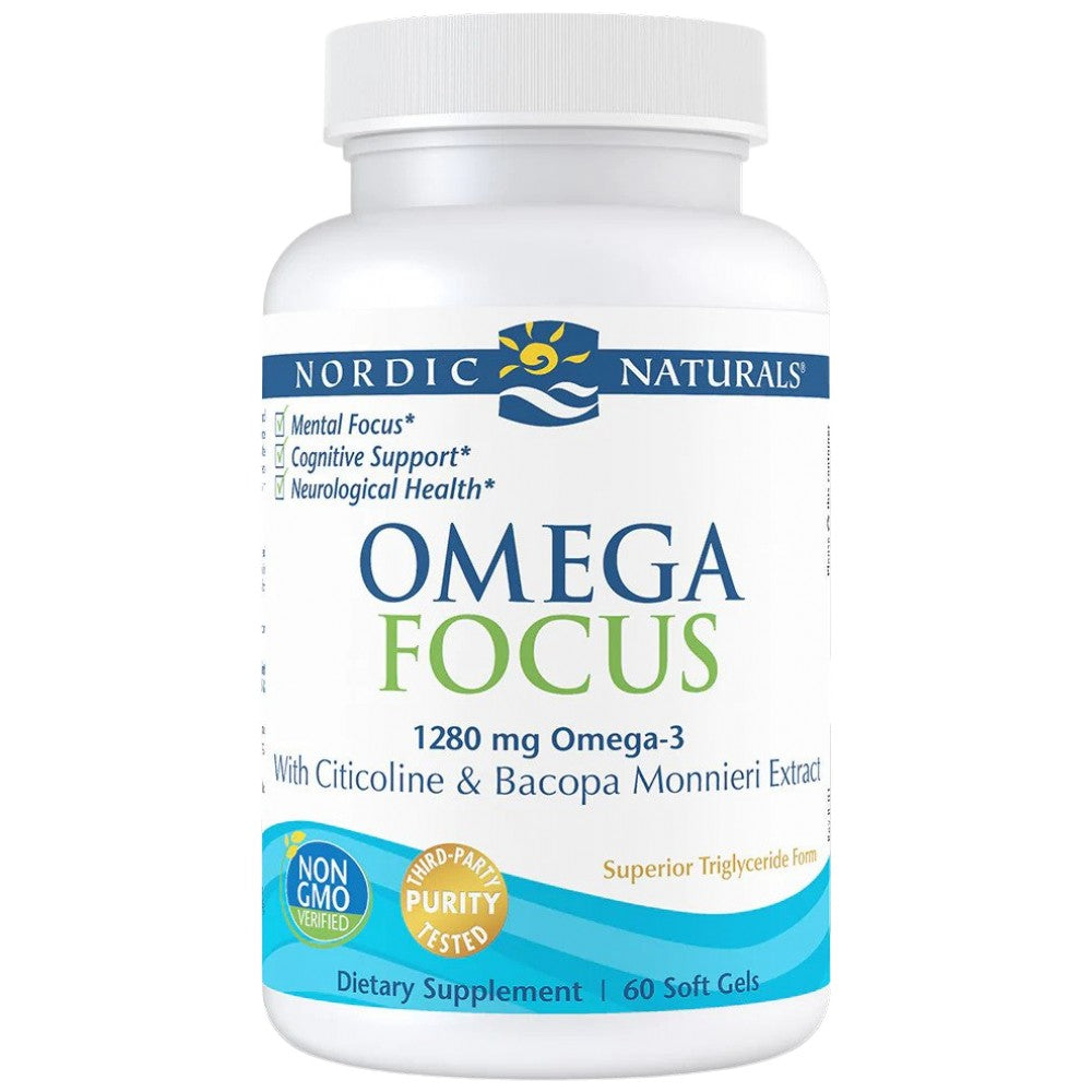 Omega Focus 1280mg | Avec des capsules de gel Citicoline et Bacopa 60