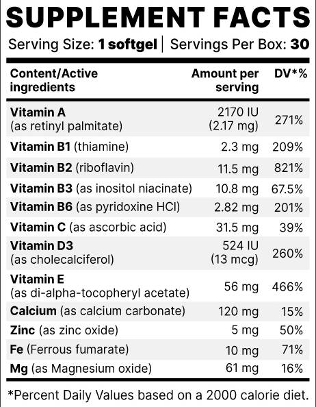 Optivit BP | Vitamines et minéraux essentiels - 30 capsules de gel
