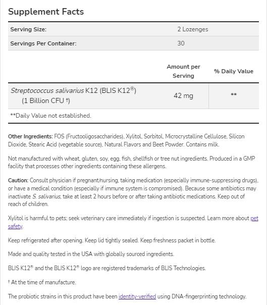 ORALBIOTIC® | Streptococcus salivarius - 60 comprimés sublinguaux