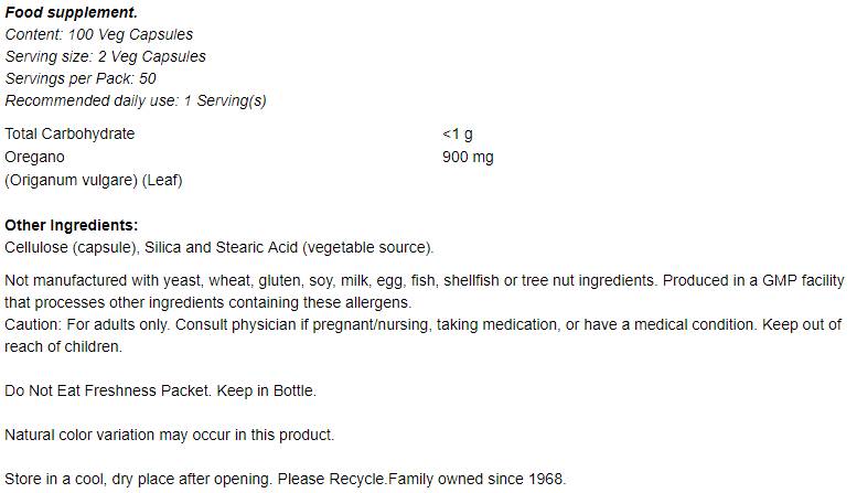 Origan 450 mg - 100 capsules