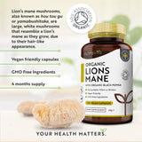 Crinière de lion biologique 120 capsules végétales. <tc>Nutravita</tc>