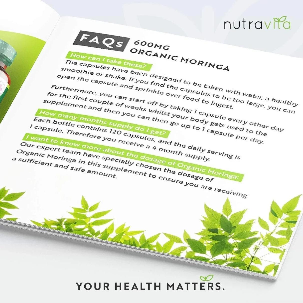 Moringa organique - Bio Moringa 600 mg 120 capsules végétaliennes