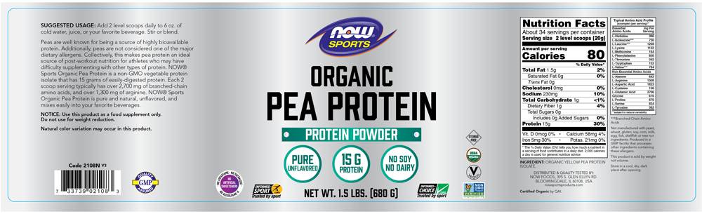 Protéine de pois organique - 680 grammes