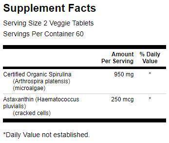 Spiruline organique et astaxanthine - 120 comprimés