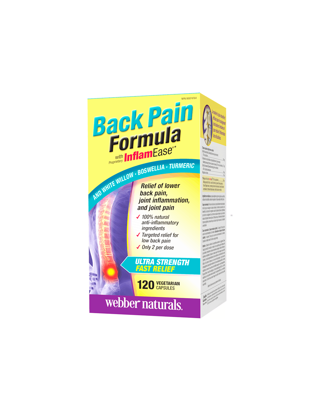 Soulagement de la douleur au dos osteo avec InflaMease®/Formule pour les douleurs au dos et articulaire x 120 capsules