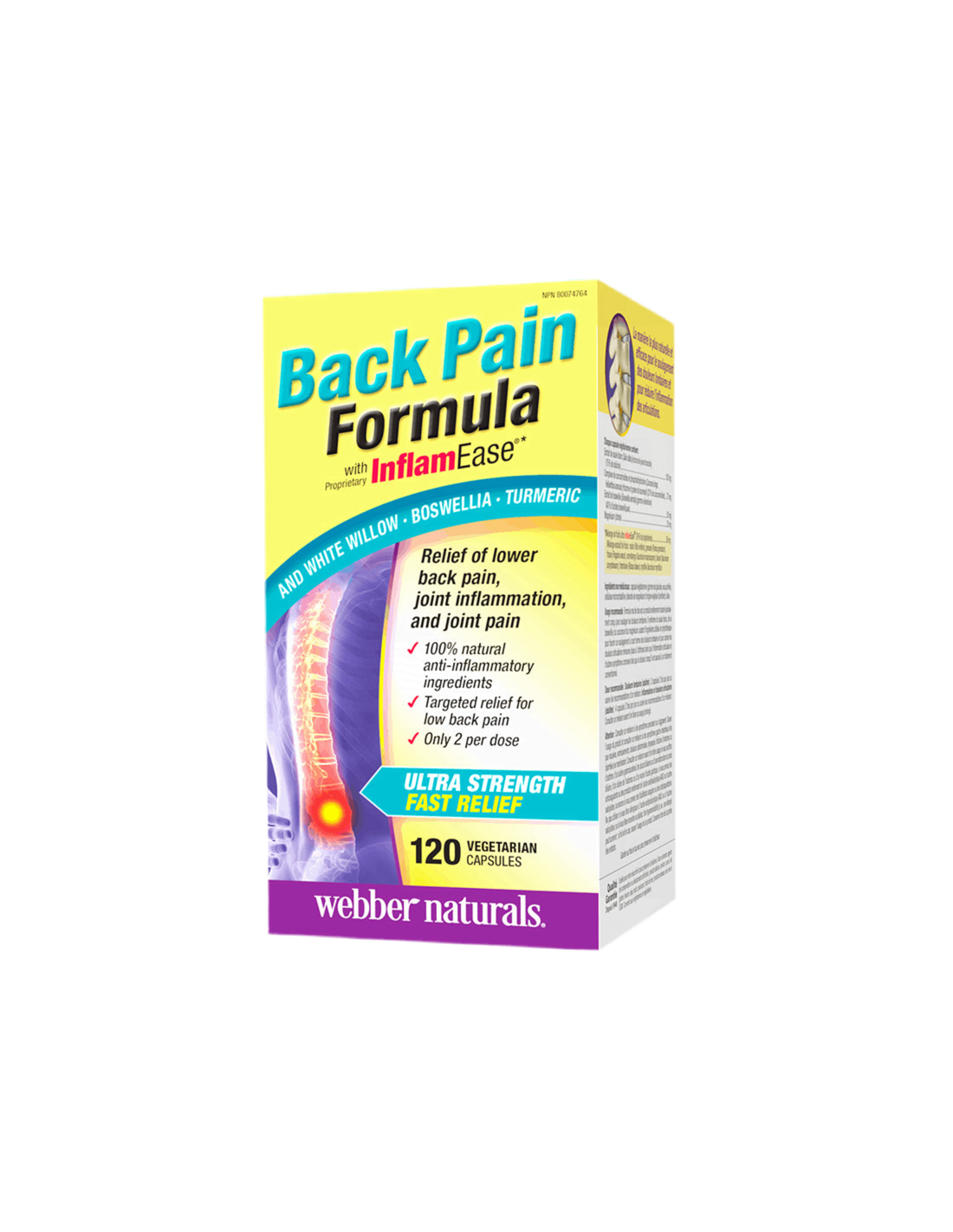 Soulagement de la douleur au dos osteo avec InflaMease®/Formule pour les douleurs au dos et articulaire x 120 capsules