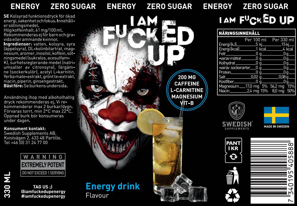 Je suis f # cked up Joker | Boisson énergétique ~ zéro sucre - 330 ml