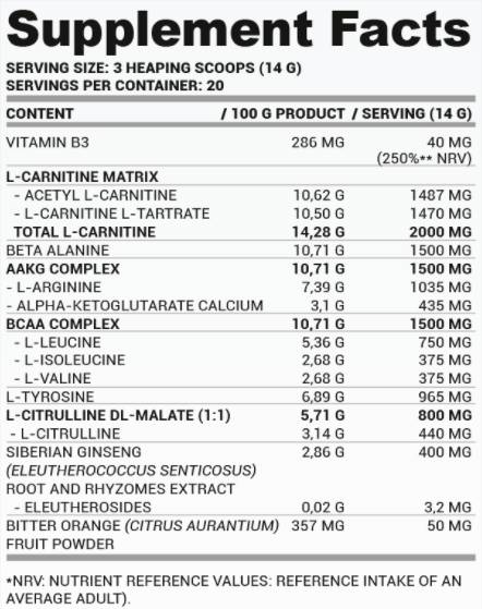 PWO ZERO CAFEINE | Poudre de pré-entraînement sans stim - 280 grammes