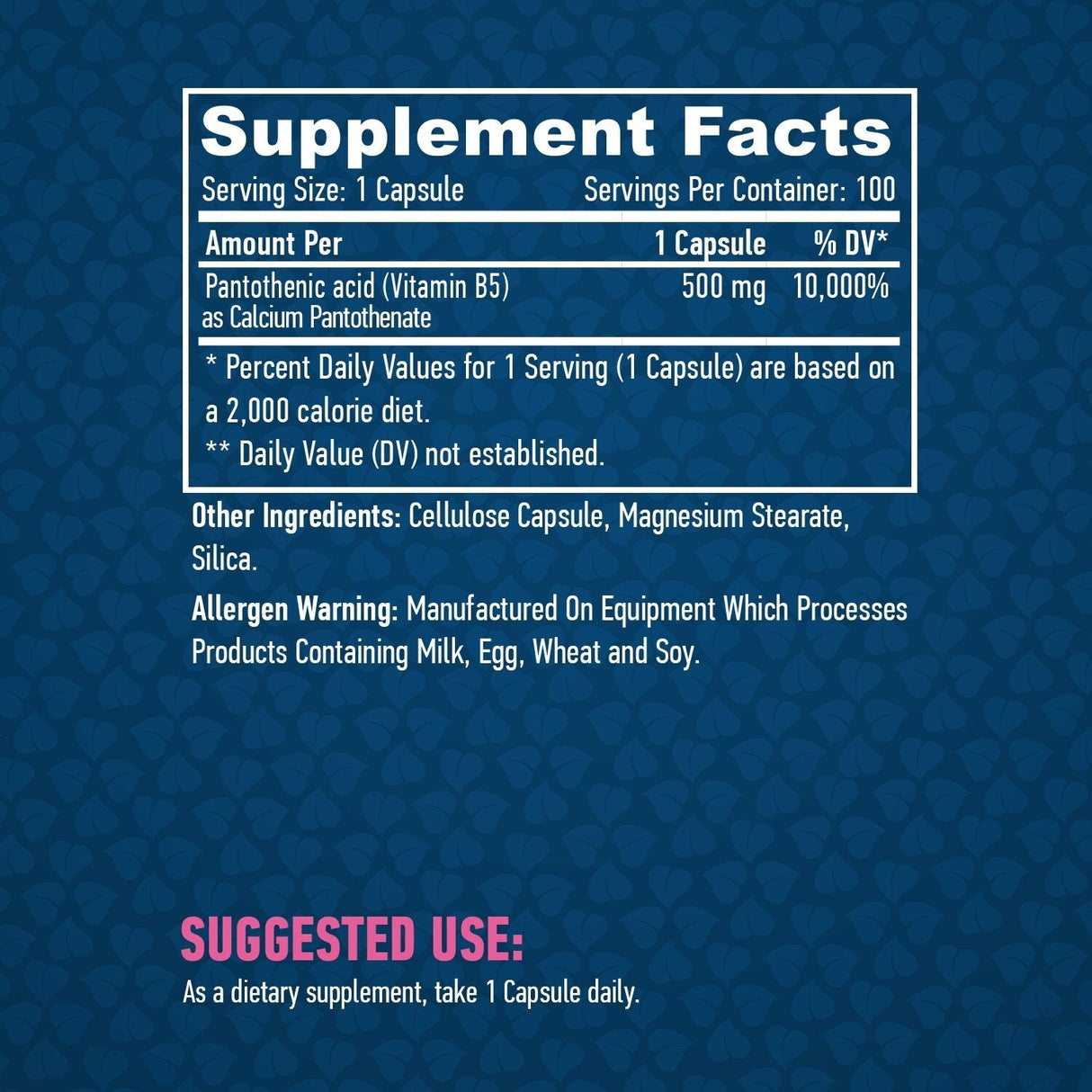 Acide pantothénique 500 mg/100 VCAP