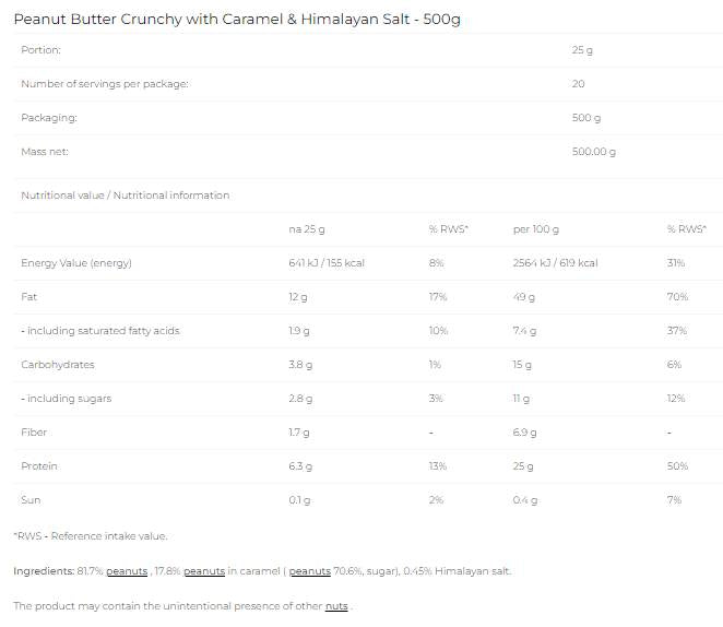 Beurre d'arachide - Caramel et sel de l'Himalaya - 500 grammes
