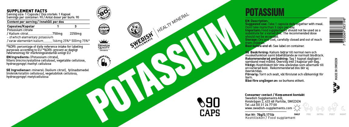 Citrate de potassium 166 mg - 90 capsules