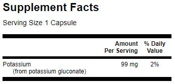 Gluconate de potassium 99 mg 250 capsules
