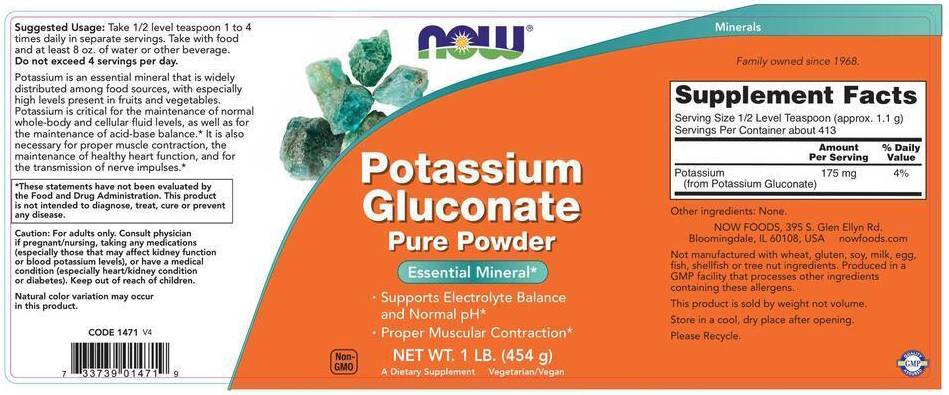 Poudre de gluconate de potassium - 454 grammes