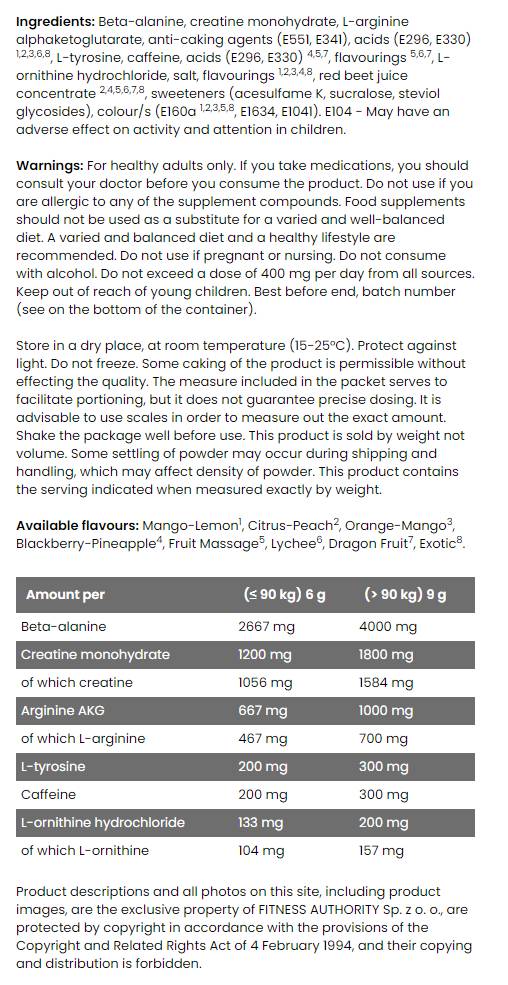 Pre-Energizer/Next-Gen Pre-Workout - 9 grammes