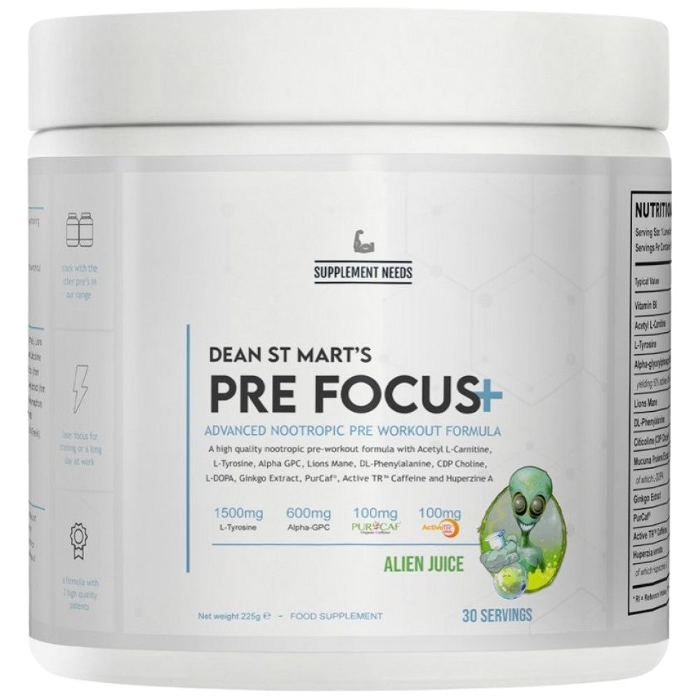 Pre Focus + | avec des stimulants et des nootropes - 225 grammes