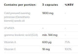 Huile de primevère 1800 mg | avec vitamine A&E - 180 capsules de gel