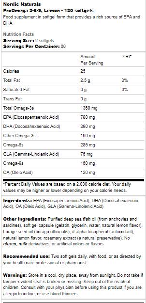 Promega 3-6-9 1360 mg - 120 softgels