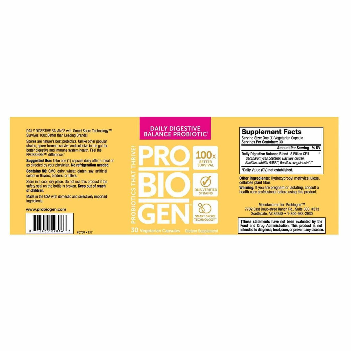 <tc>Probiogen</tc> Équilibre digestif quotidien - Probiotique - 30 capsules
