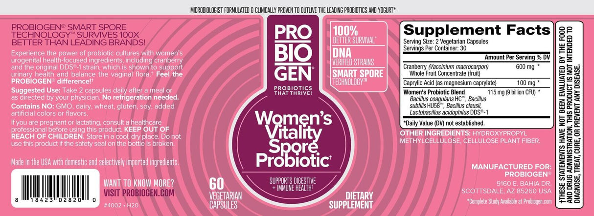 <tc>Probiogen</tc> Probiotique Vitalité Femme - Probiotique pour Femme - 60 capsules