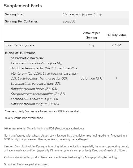 Probiotic-10 ™ 50 milliards de poudre - 57 grammes