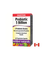 Probiotique/Probiotique 5 souches, 5 milliards de probiotiques actifs x 60 capsules <tc>Webber Naturals</tc>