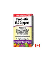 Soutien probiotique pour le syndrome du côlon irritable (SCI)/4 souches probiotiques, 7 milliards de probiotiques actifs x 30 capsules <tc>Webber Naturals</tc>