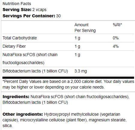 Probiotique + capsules prébiotiques de fibre 60