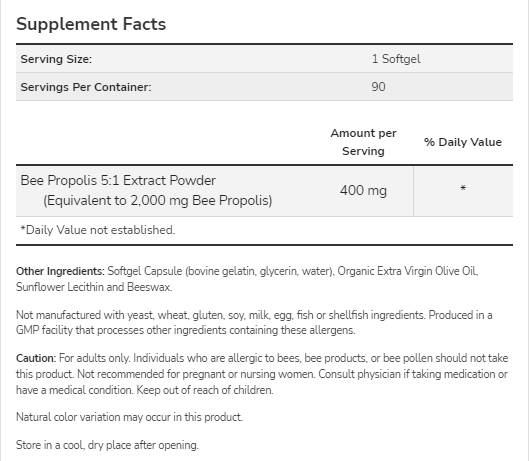 Propolis 2000 5: 1 Extrait - 90 capsules de gel