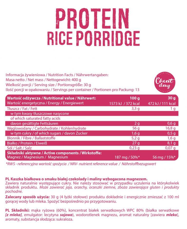 Porridge de riz protéique - 400 grammes