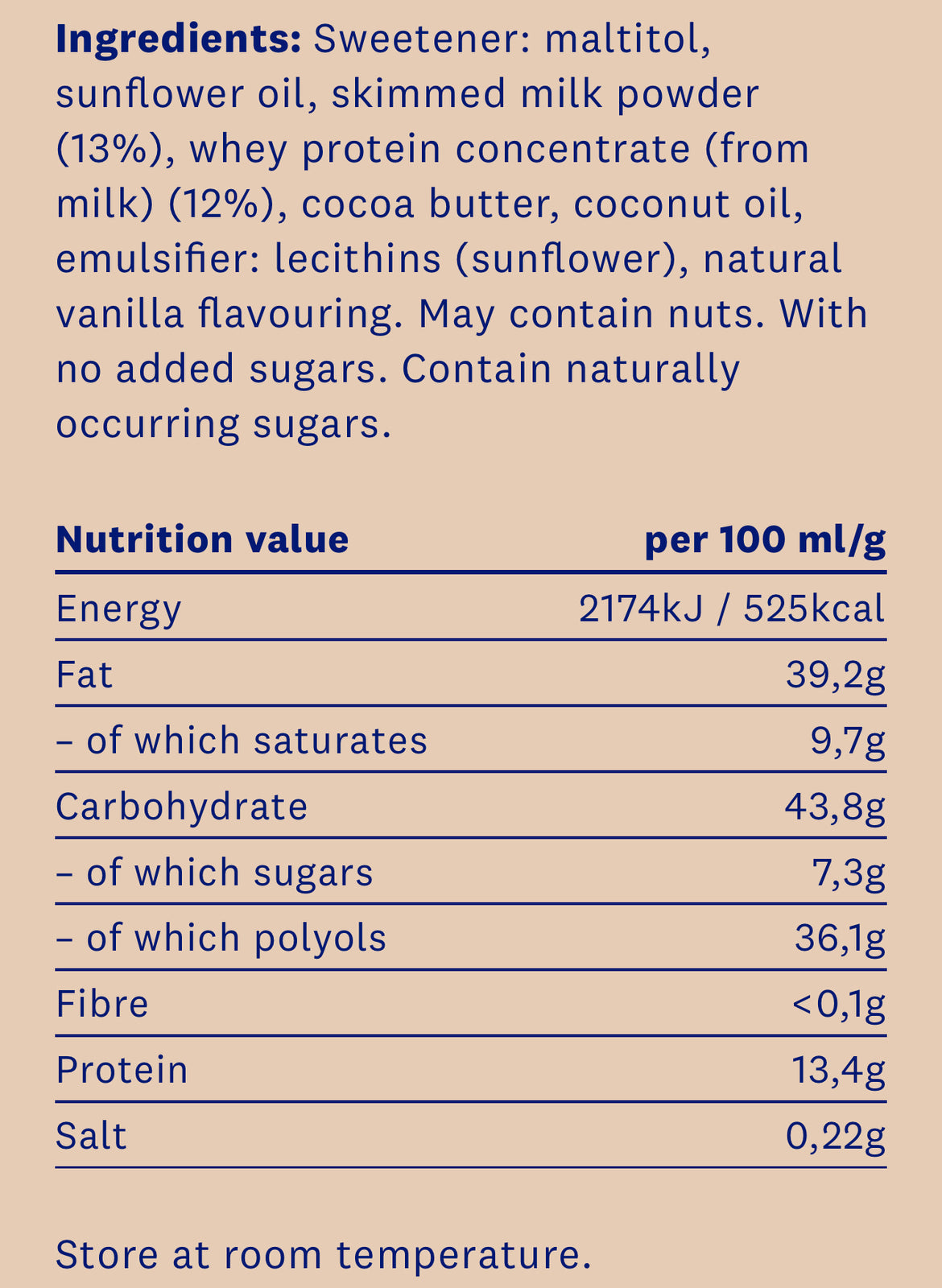 Protéinella Chocolat blanc 200 g - chocolat blanc liquide sans sucre ajouté et sans huile de palme