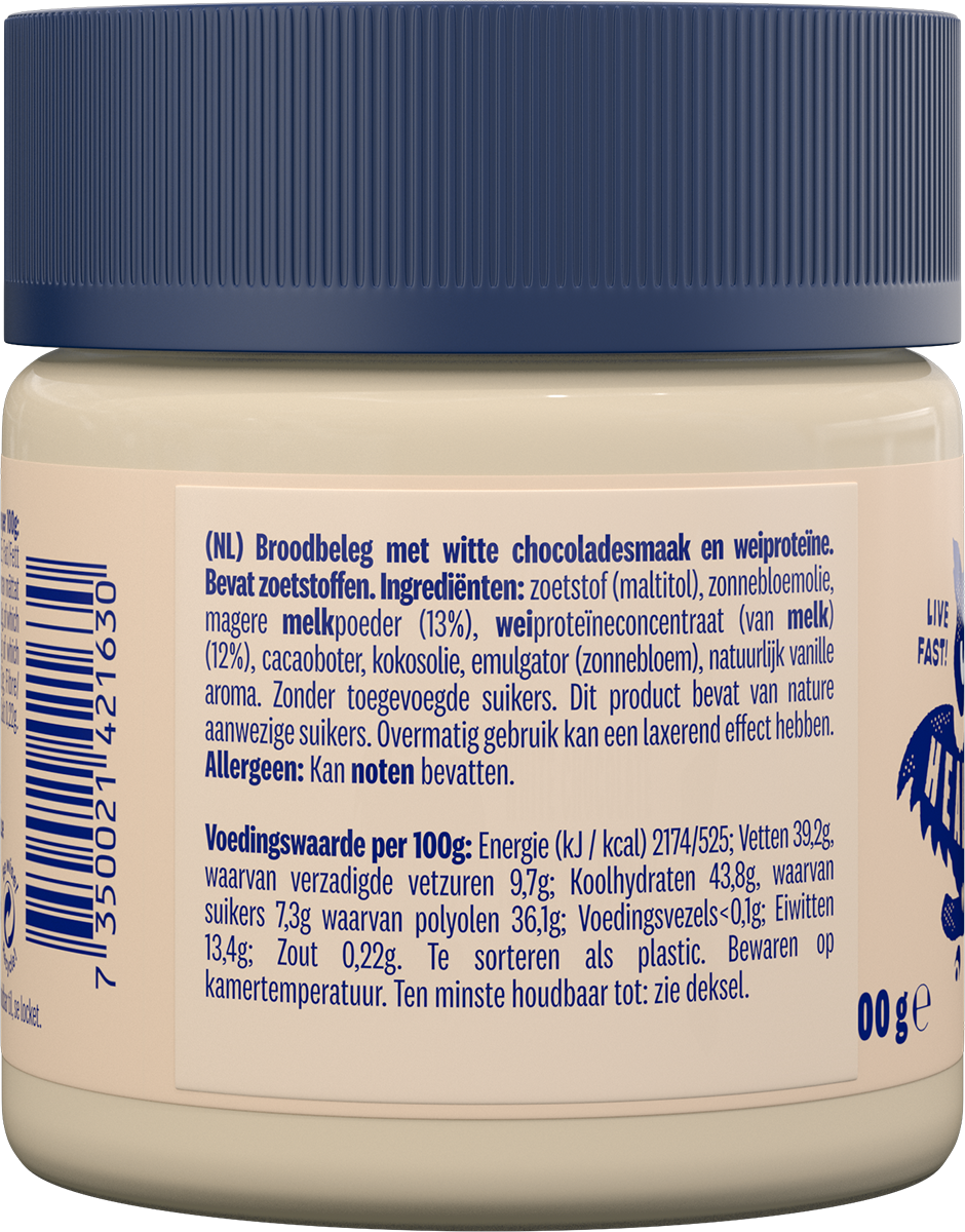 Protéinella Chocolat blanc 200 g - chocolat blanc liquide sans sucre ajouté et sans huile de palme