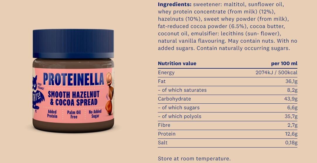 Protéinella noisette et cacao 400 g - chocolat liquide sans sucre ajouté et sans huile de palme