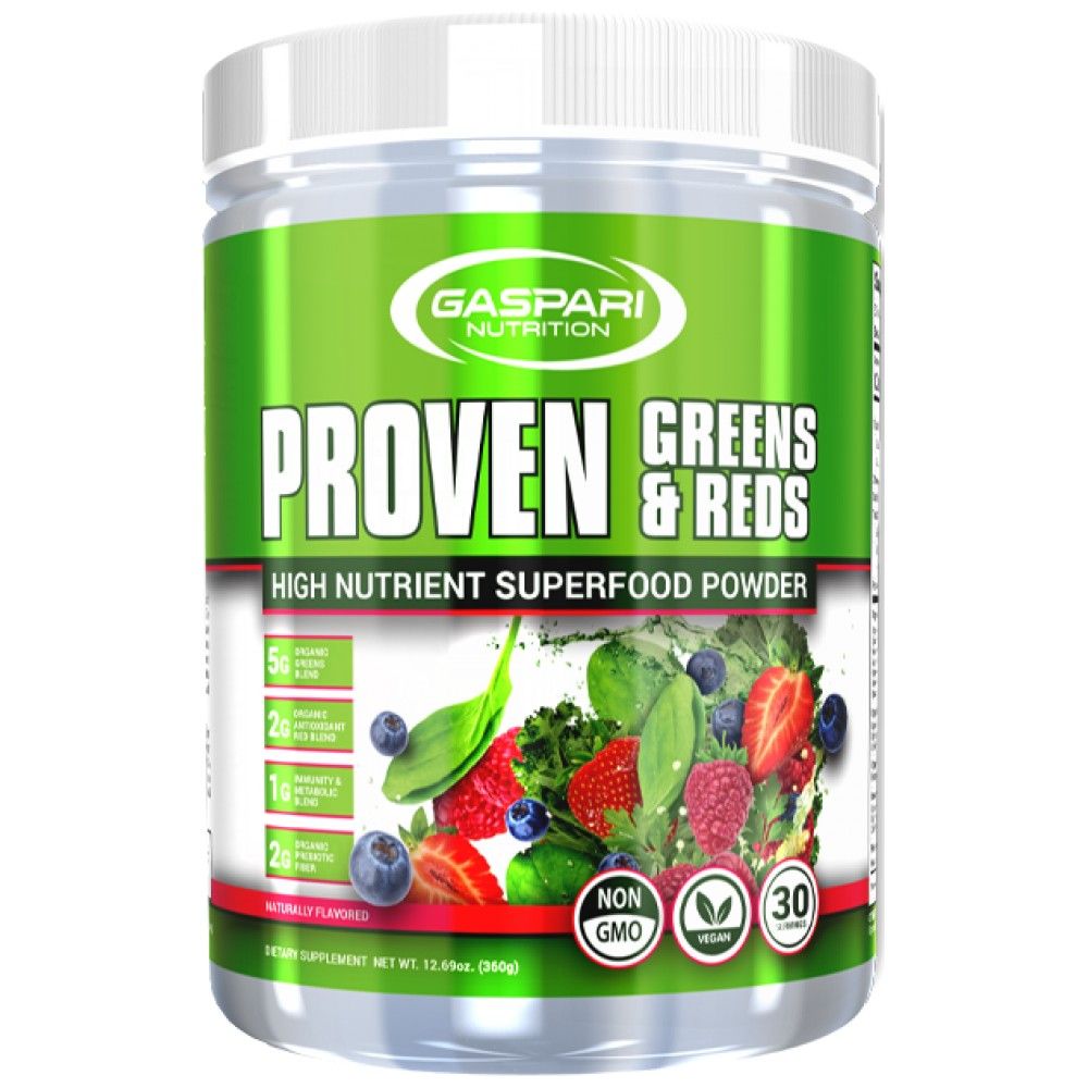Verts éprouvés et rouges/poudre de superaliments élevés de nutriments - 360 grammes