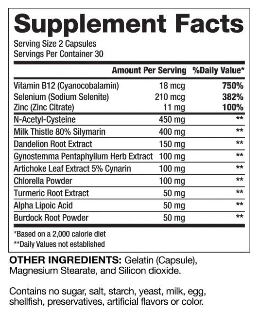 DTOX du foie éprouvé/détoxification naturelle 60 capsules