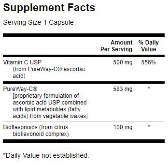 Pureway-C 500 mg avec des bioflavonoïdes 90 capsules