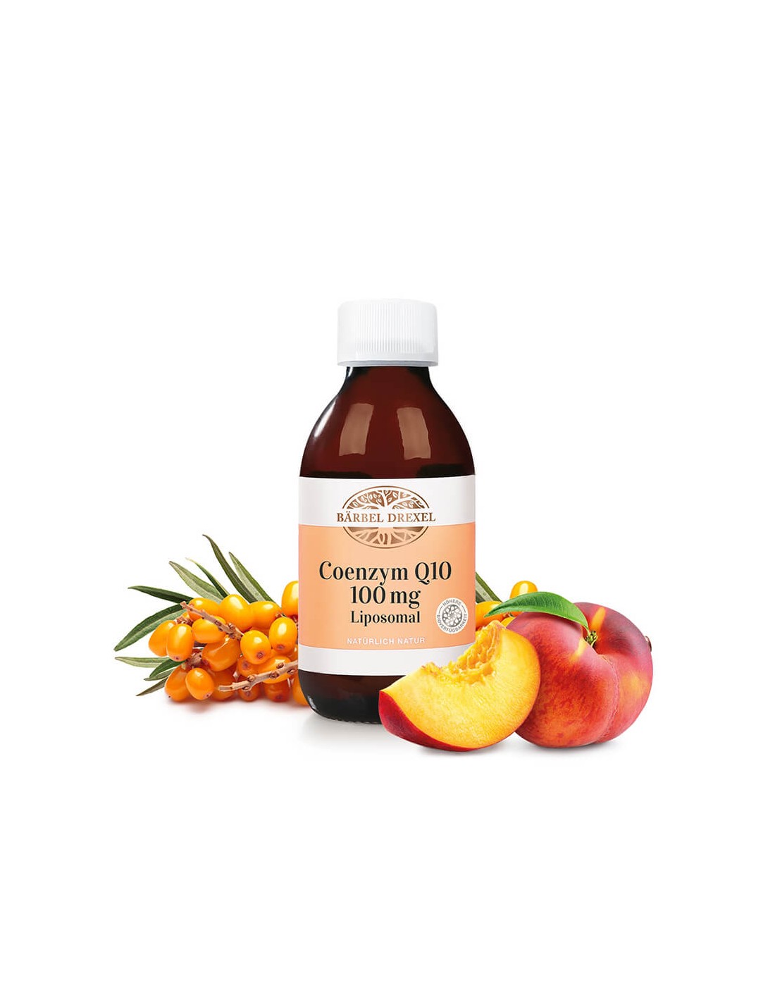 Coenzyme Q10 avec une absorption élevée - pour un cœur sain, 150 ml (saveur de pêche)