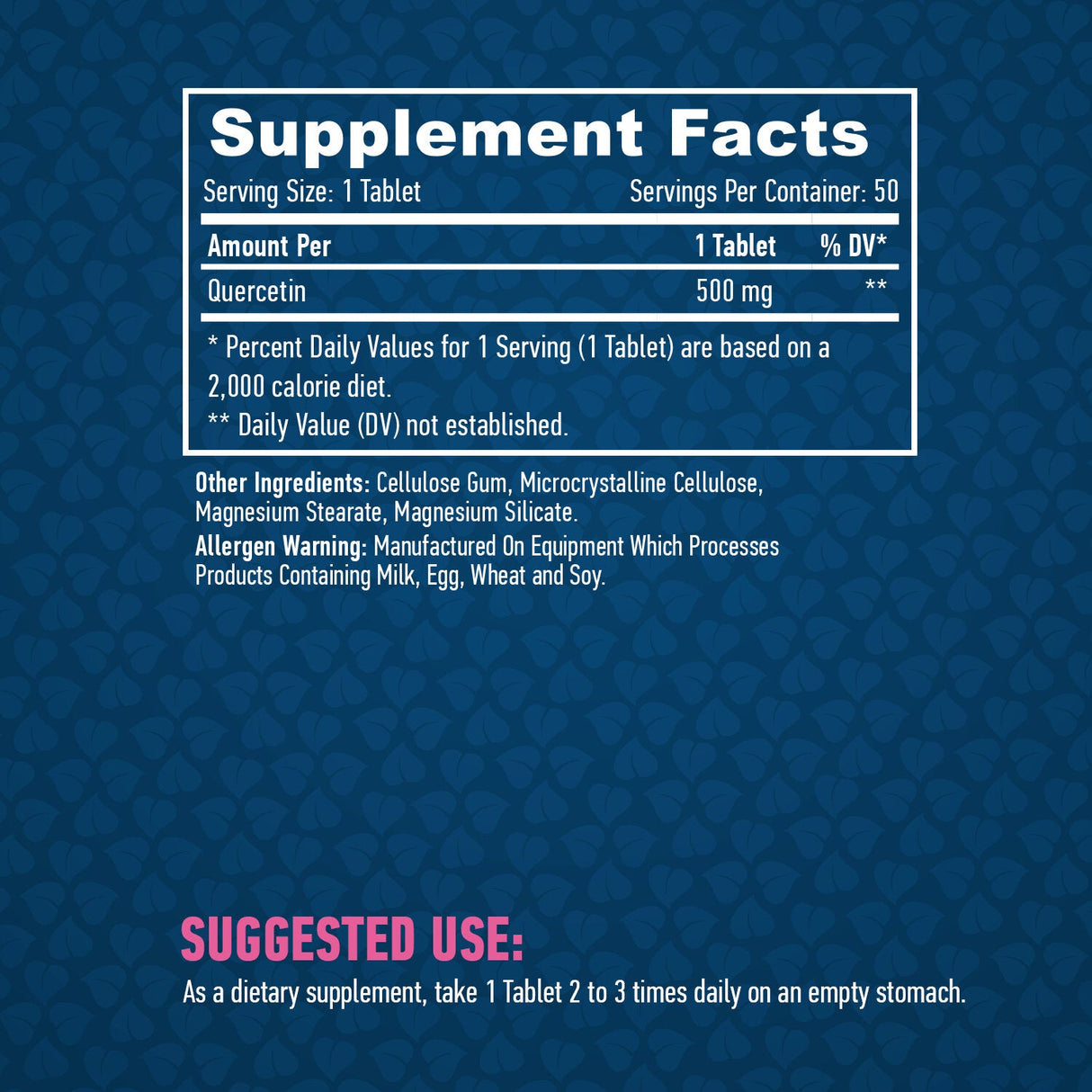 Quercétine 500 mg./50 onglets.