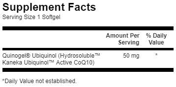 Quinogel (Ubiquinol Hydrosoluble CoQ10) 50 mg 30 capsules de gel