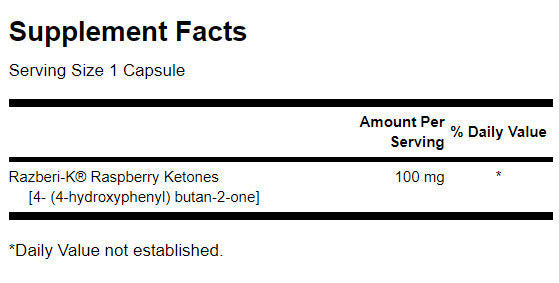 Razberi - K 100 mg | Cétones de framboise - 60 capsules