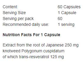 Resvératrol 125 mg - 60 capsules
