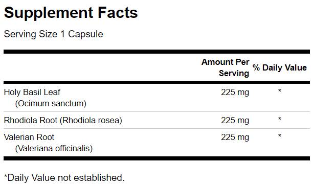 Rhodiola complexe de stress de valérien de basilic saint - 180 capsules