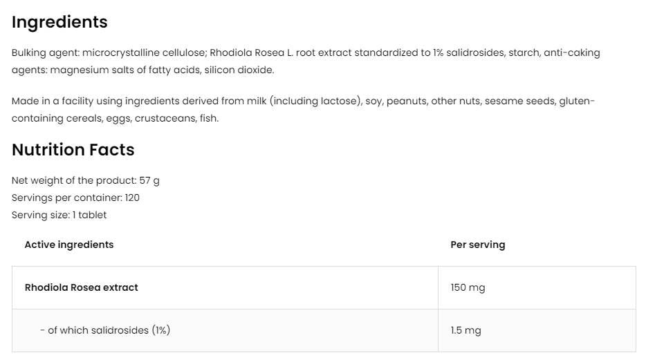 Rhodiola rosea 150 mg/vege - 120 comprimés