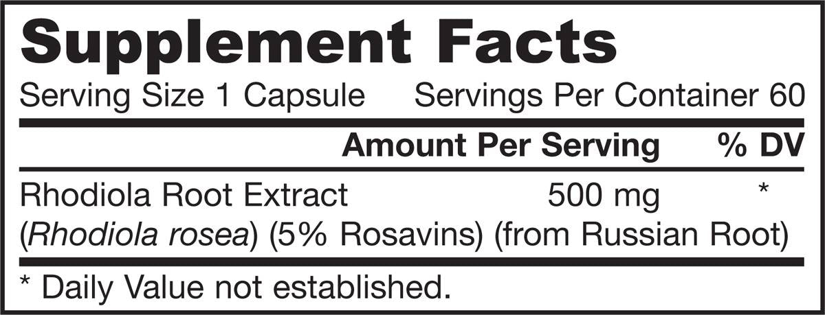 Rhodiola rosea 500 mg 60 capsules