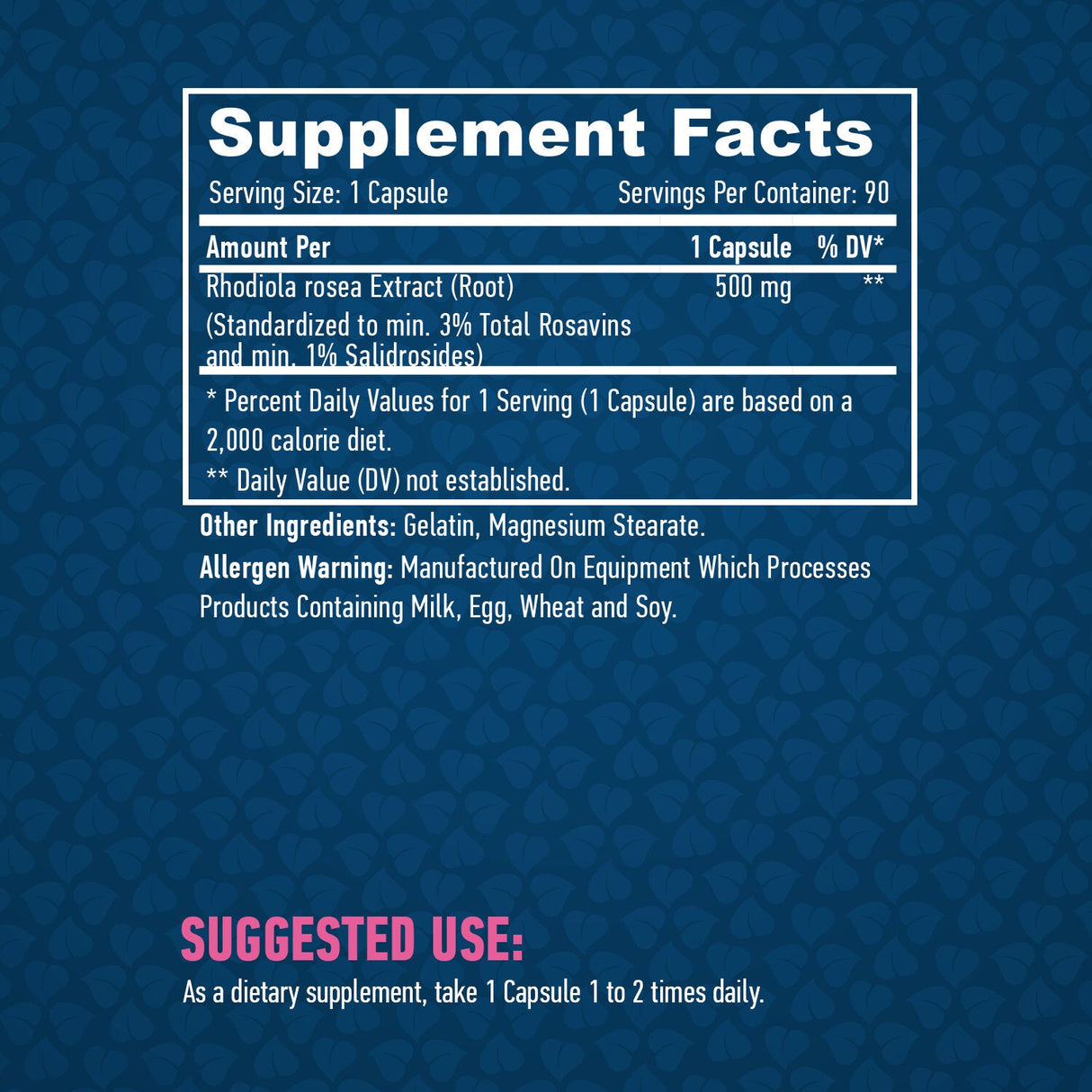 Extrait Rhodiola Rosea 500 mg/90 Caps.