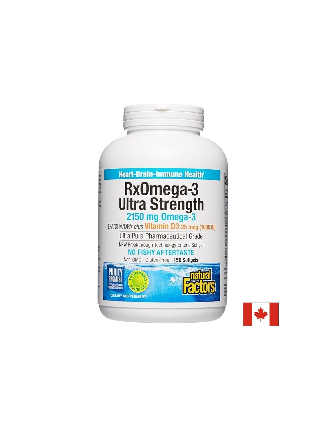 Rx Omega-3 Ultra Strength 2150 mg + vitamine D3 1000 UI, 150 capsules de softgel