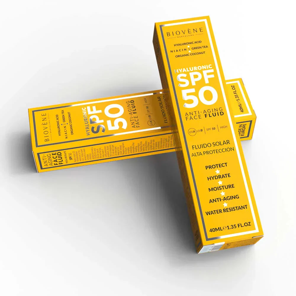 Crème solaire du visage hydratant SPF 50 avec un acide hyaluronique anti-âge - 40 ml
