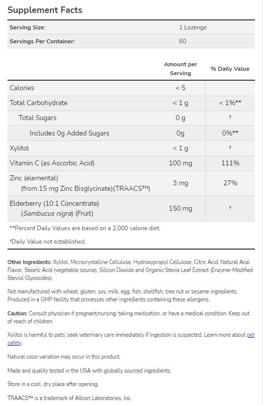 Sambucus zinc-c | Support immunitaire - 60 comprimés sublinguaux