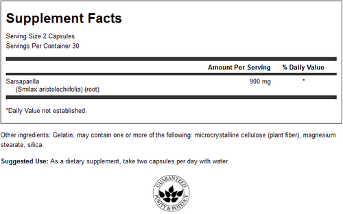 Racine de Sarsaparilla 450 mg - 60 capsules