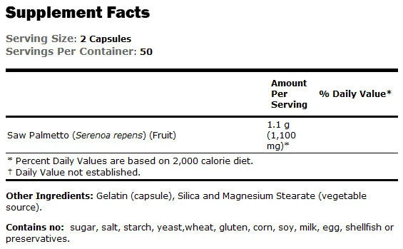 Saw Palmetto Berries 550 mg - 100 capsules